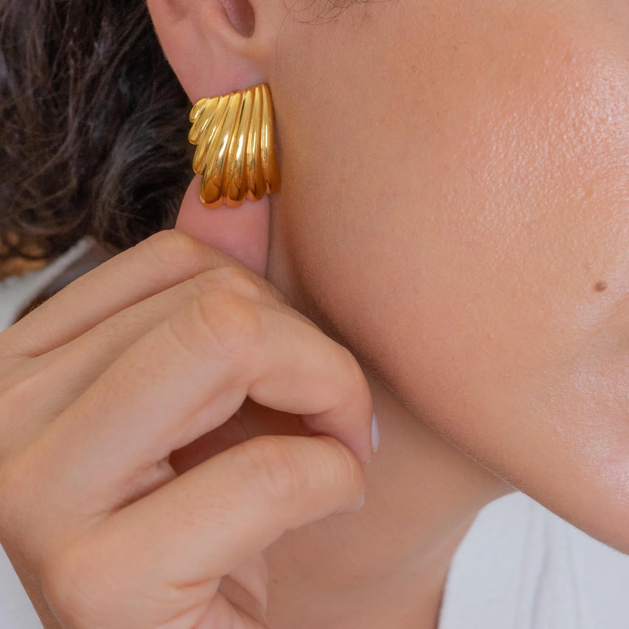 Large Gold Textured Earrings