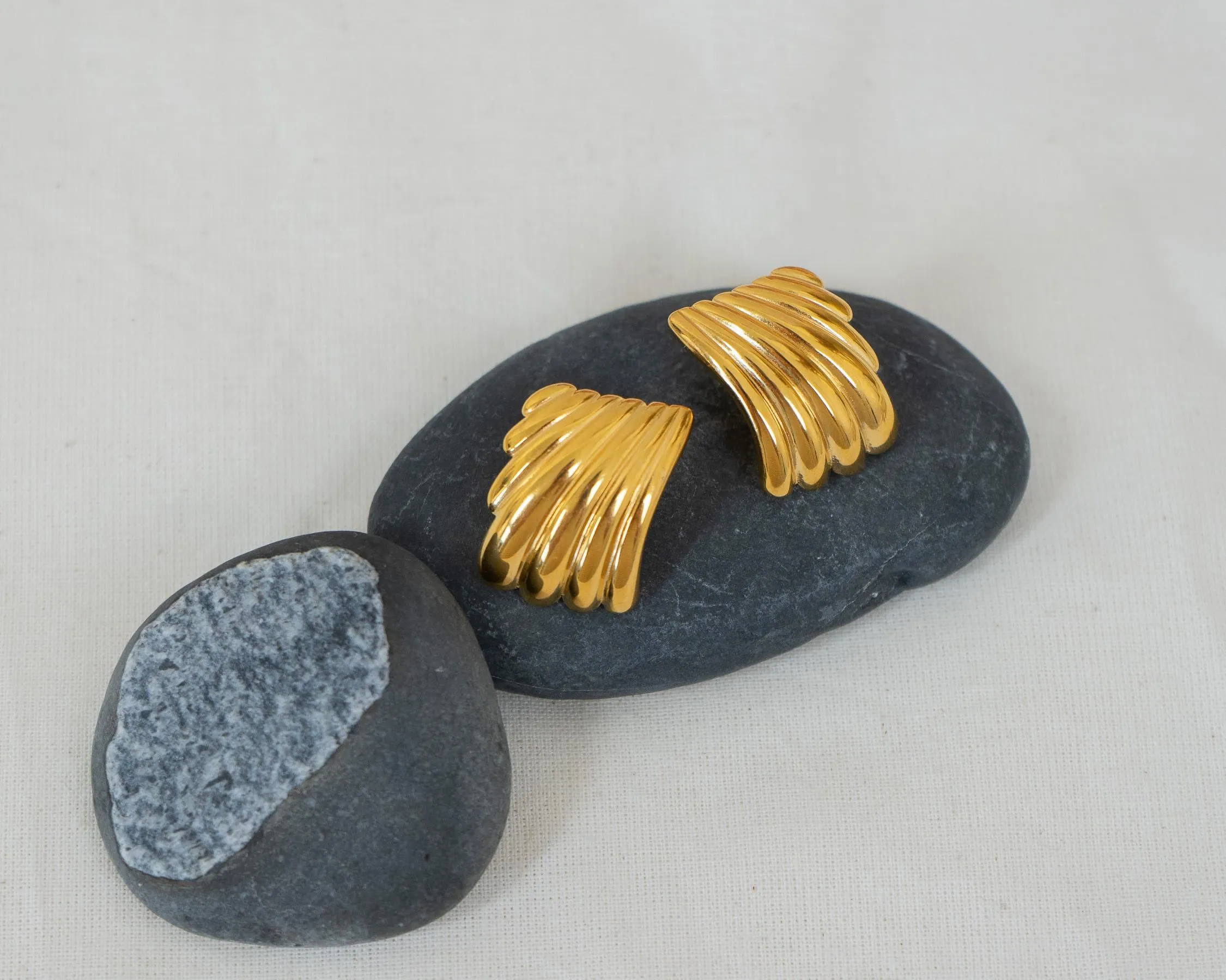 Large Gold Textured Earrings