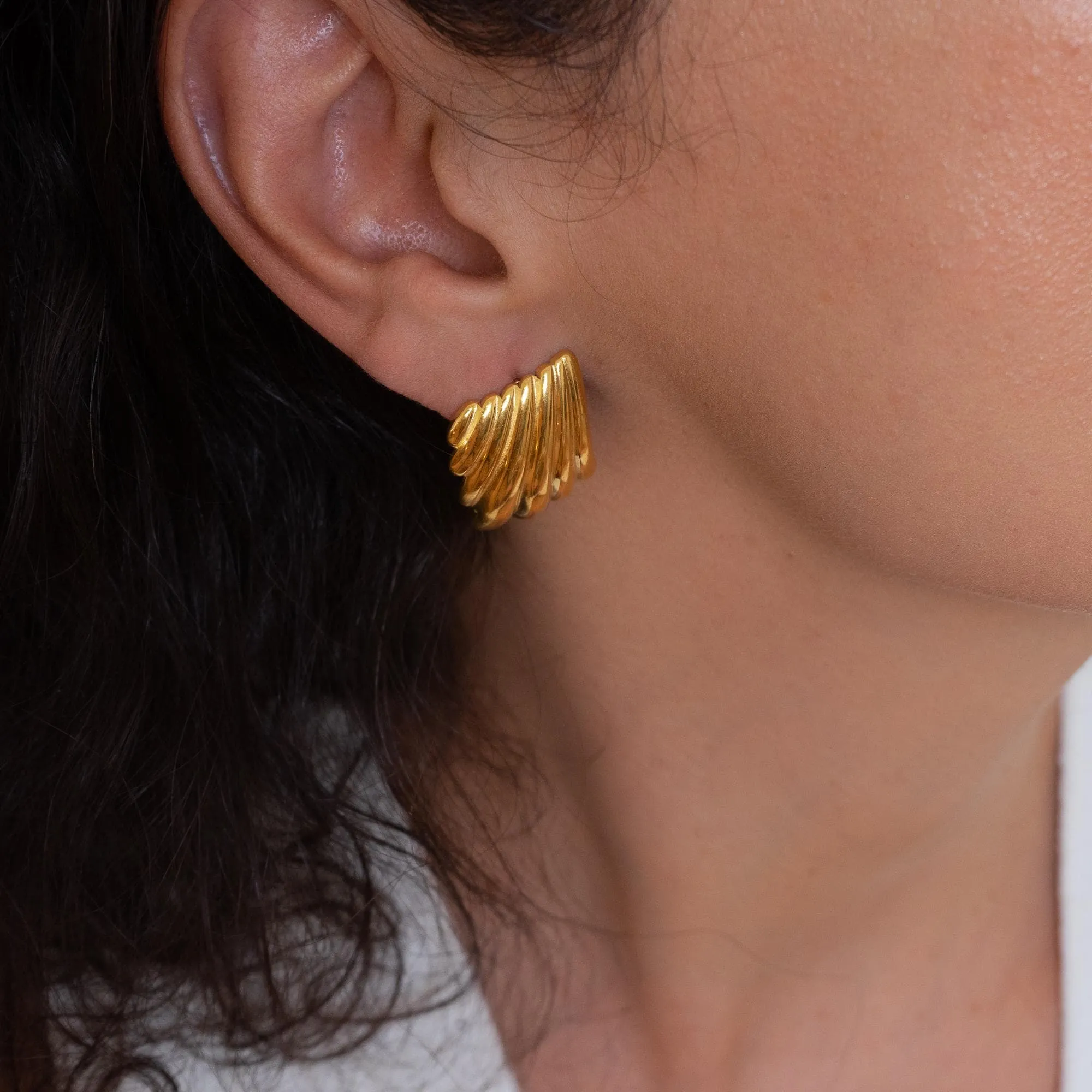 Large Gold Textured Earrings