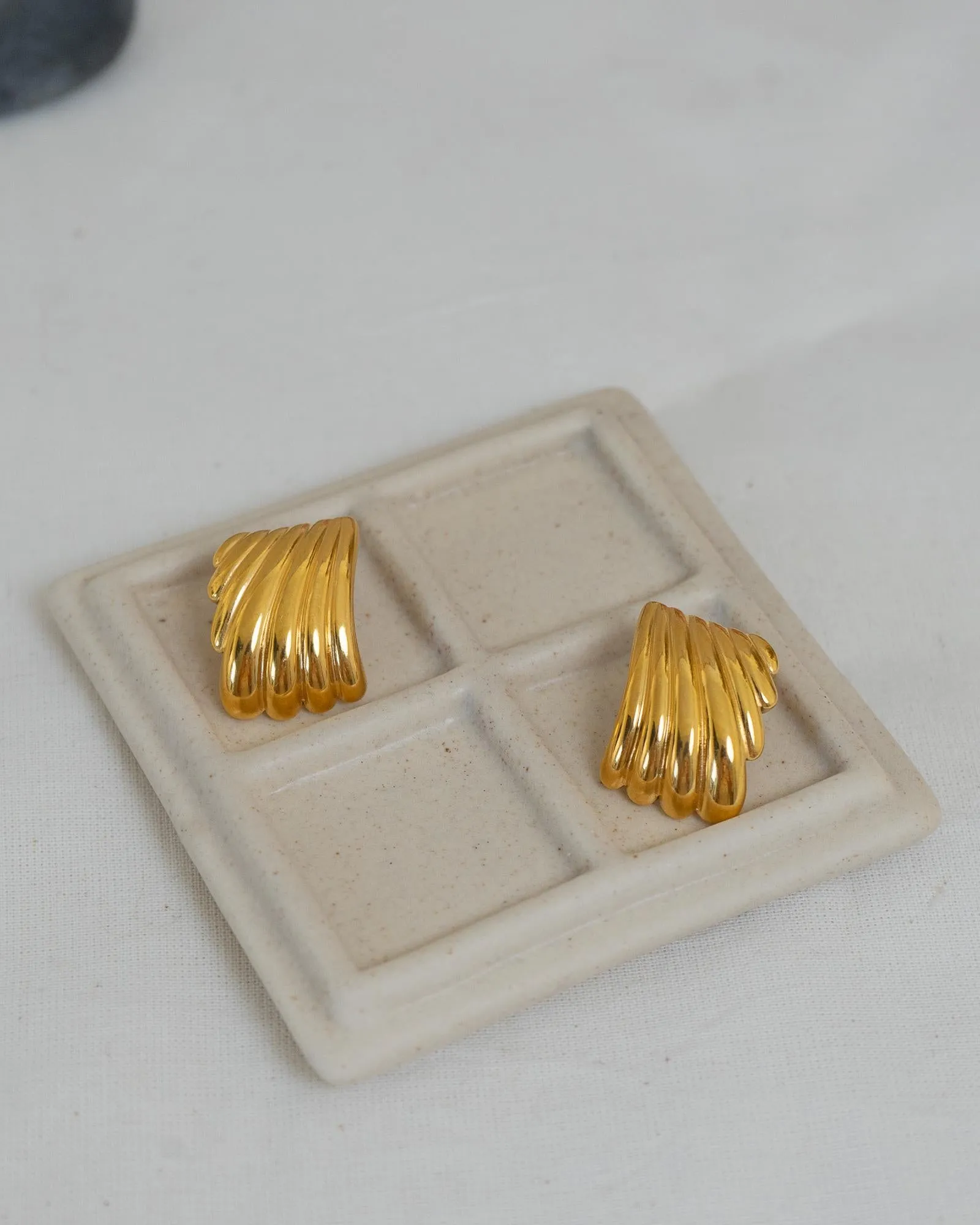 Large Gold Textured Earrings