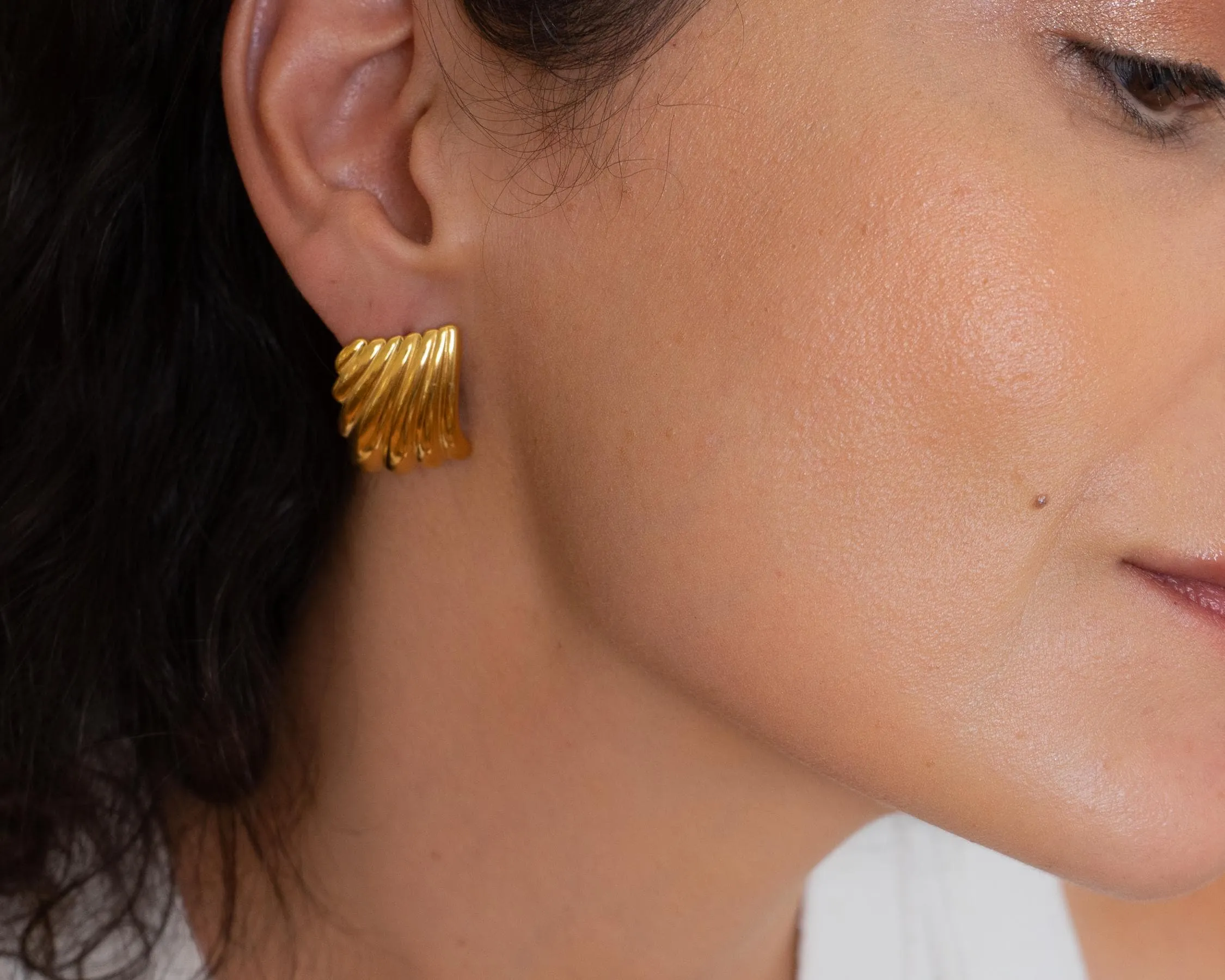 Large Gold Textured Earrings