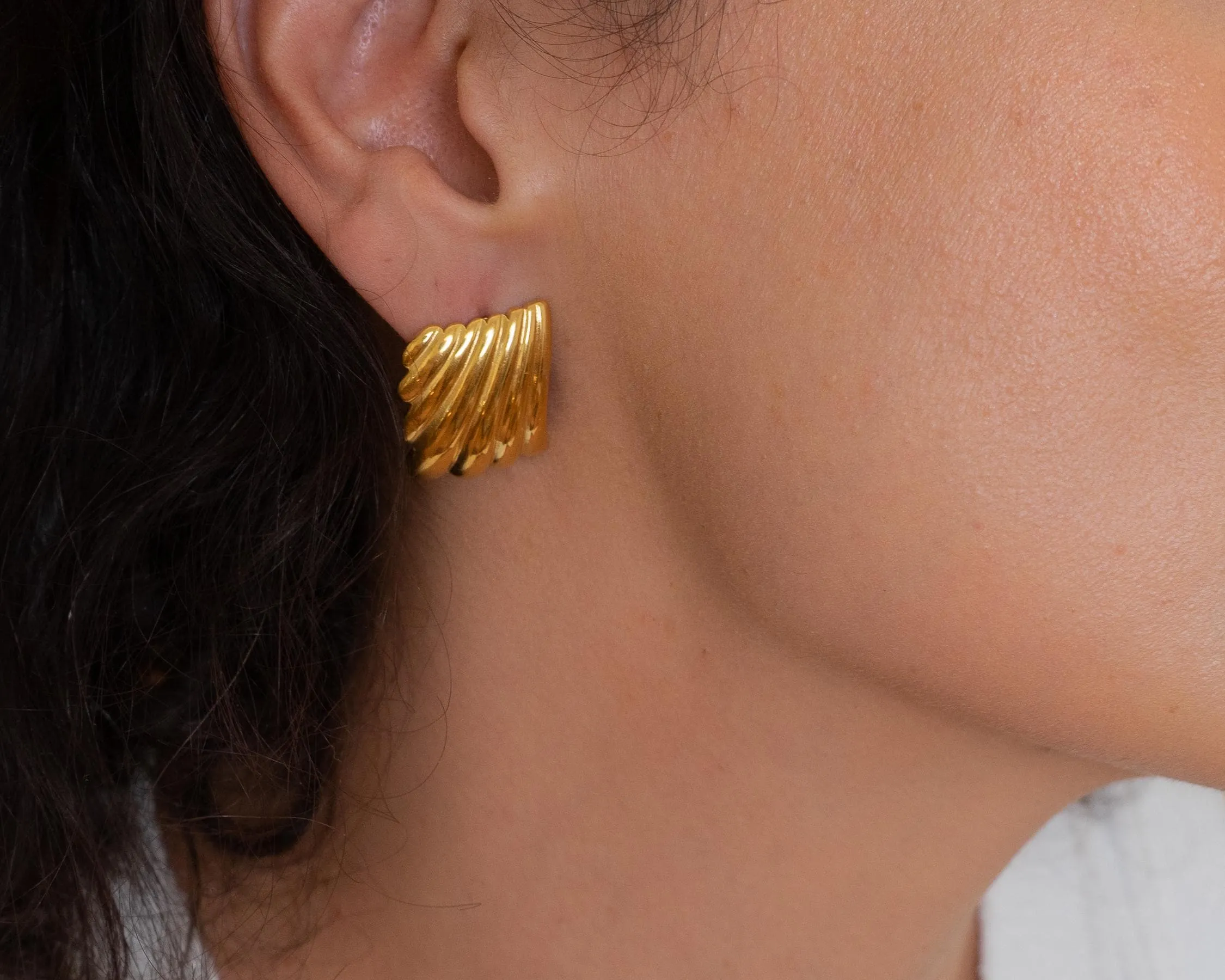 Large Gold Textured Earrings