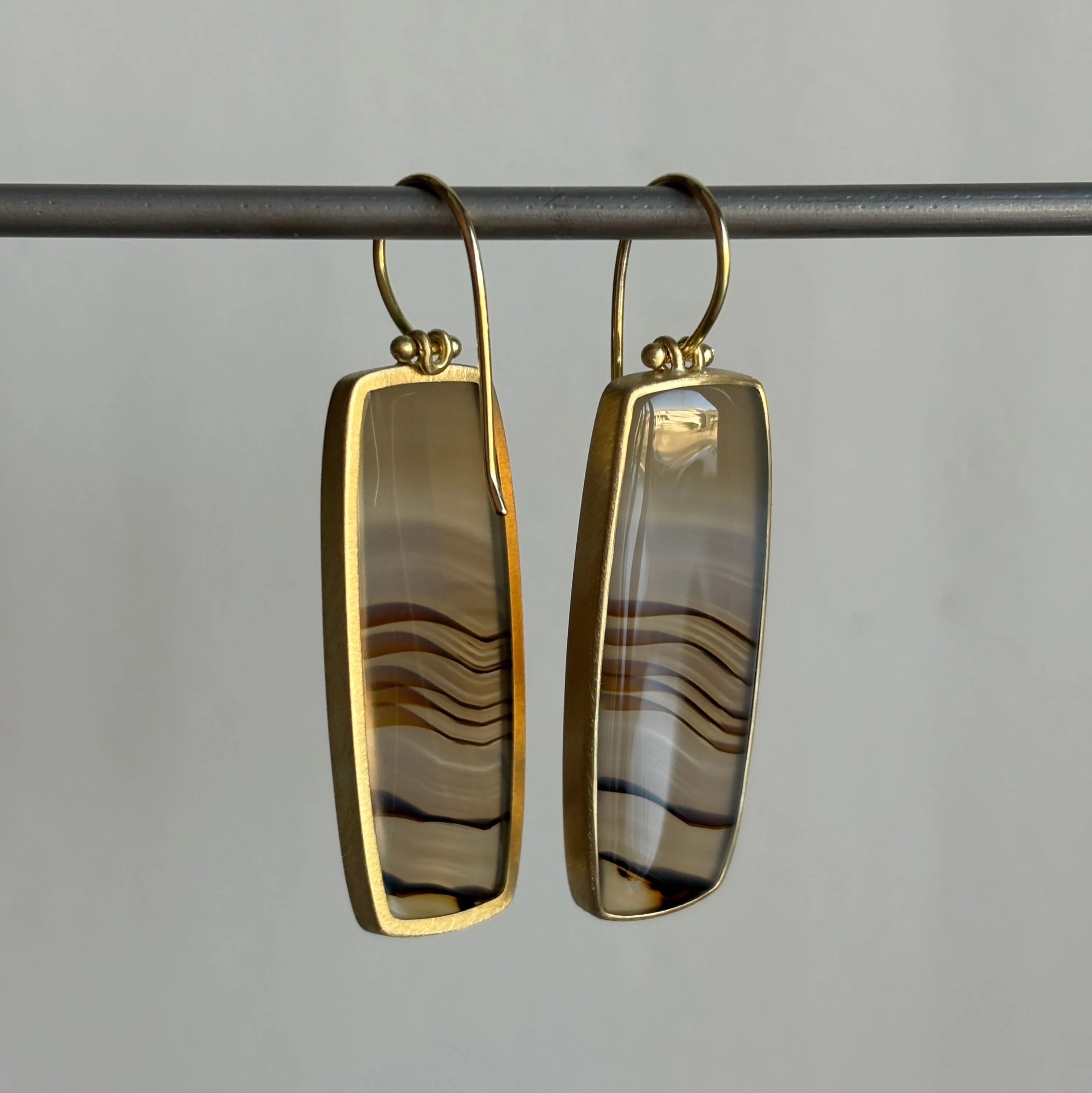 Large Rectangle Montana Agate Earrings