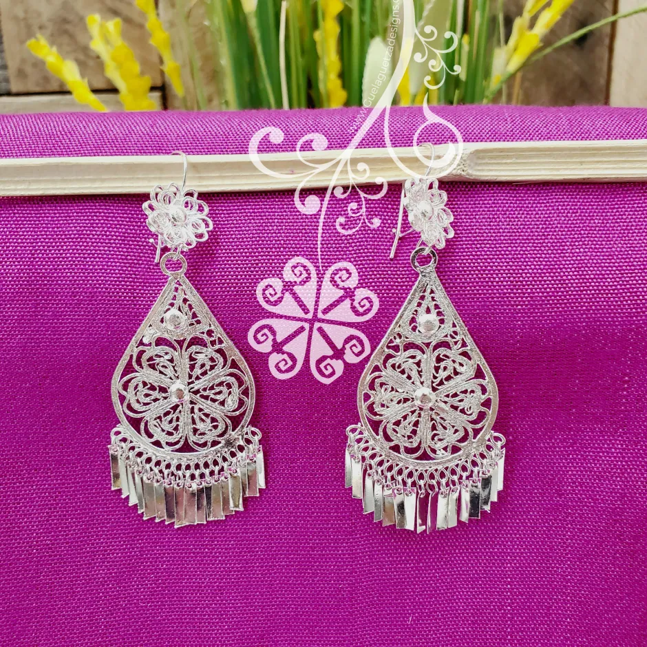 Large Silver Traditional Filigrana Artisan Earrings