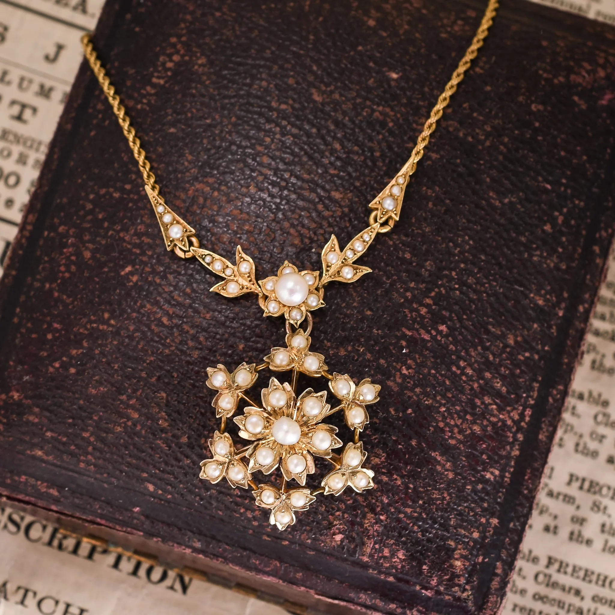 Late Victorian Pearl Flowerburst Necklace