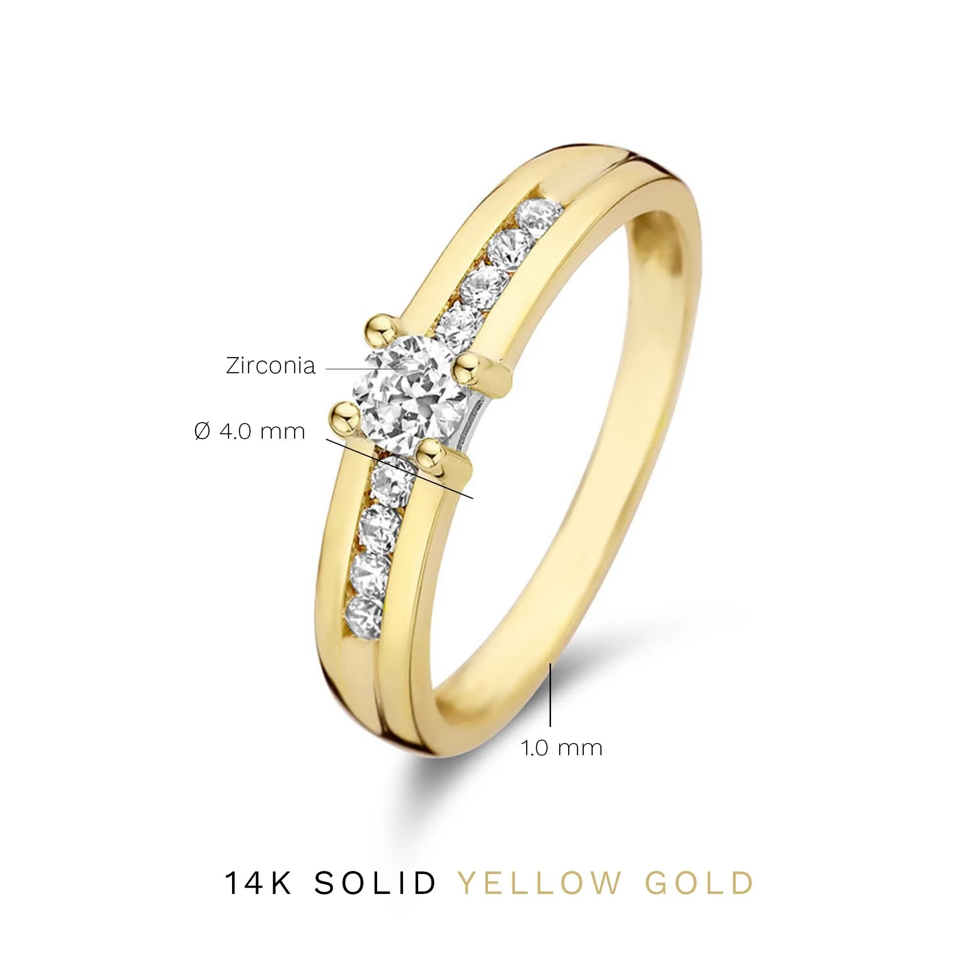 Le Marais Estée 14 karat gold ring with zirconia stones