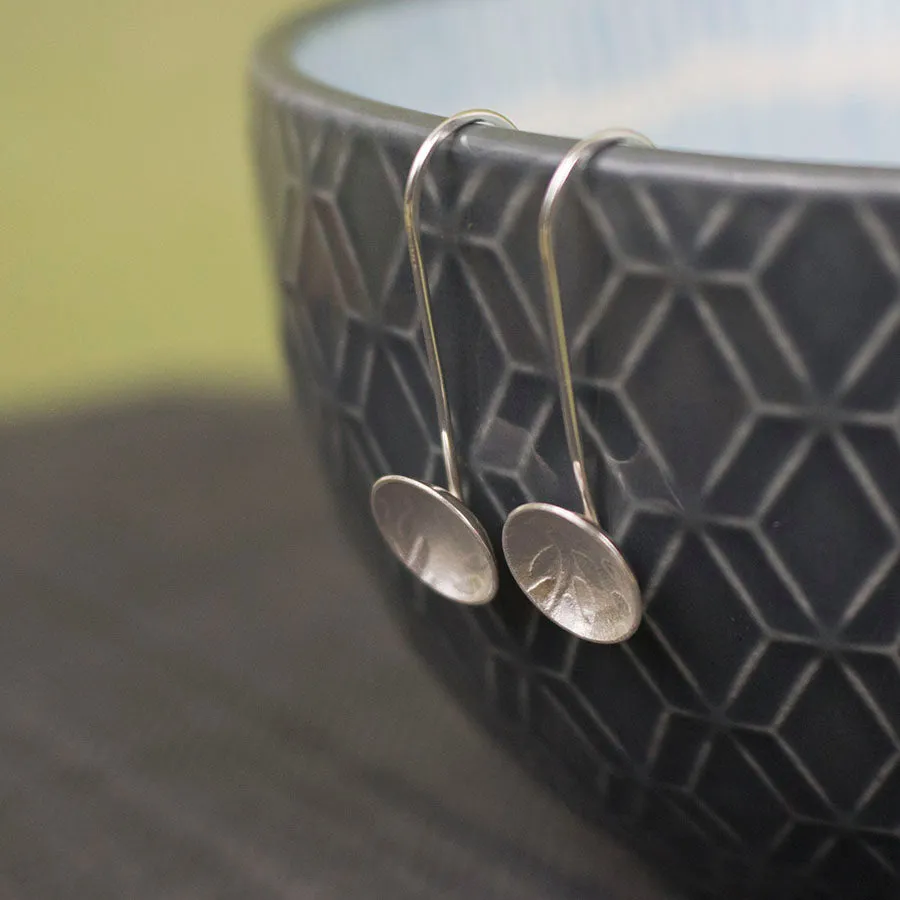 Leaf Cup Drop Silver Earrings