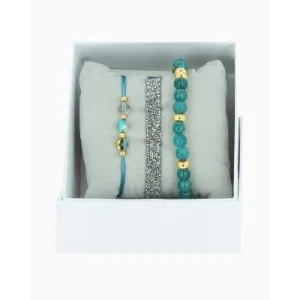 Les Interchangeables Seafoam/Teal and Gold-Tone Bracelet Stack (Blue Gris 2)