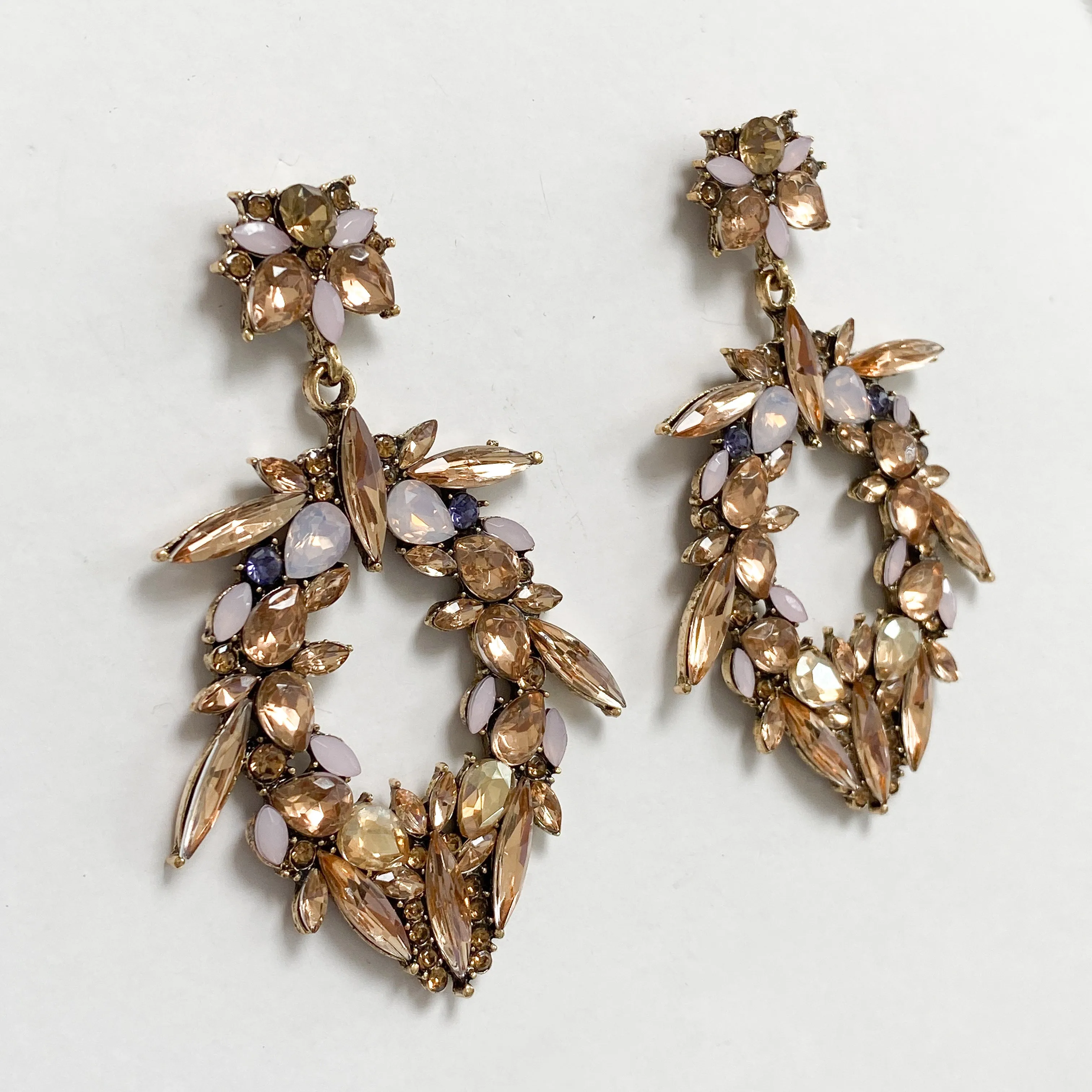 LUNA Large Pink Rhinestone Statement Earrings