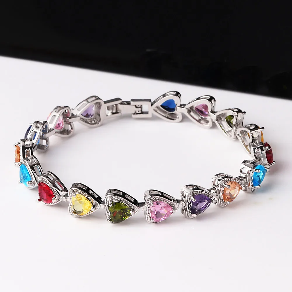 Luxurious Women Quadrilateral Ellipse Geometric Copper Diamond Inlay Bracelets