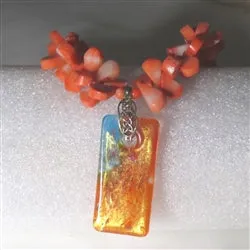 Melon Teardrop Gemstone Bead Necklace with Handmade Pendant