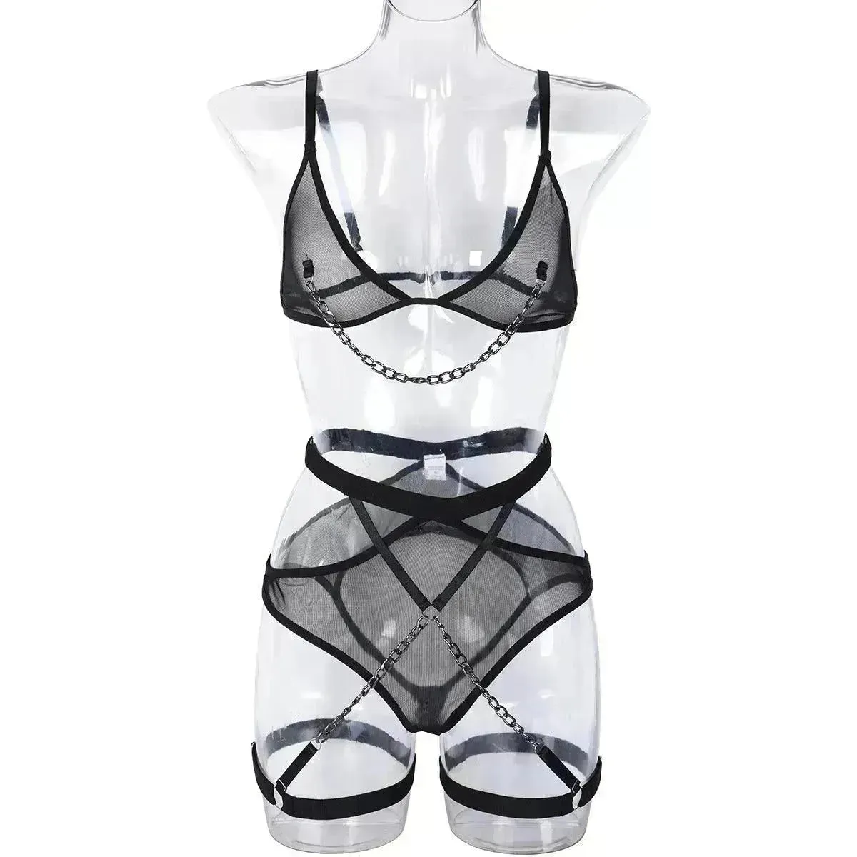 Mesh Erotic Lingerie With Bracelets