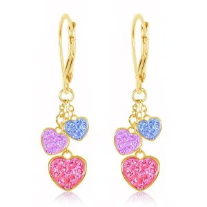 Multi Colored Shiny Heart Kid's Leverback Earrings