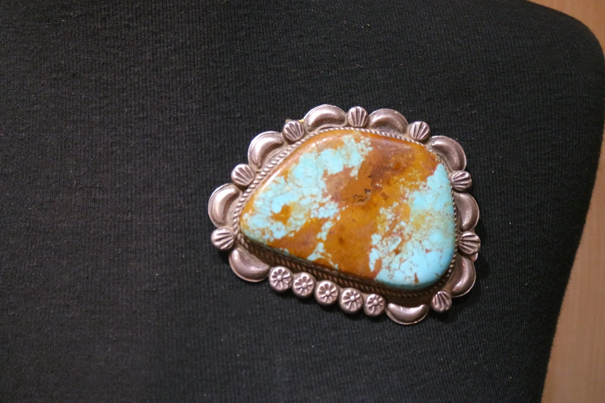 Native American Navajo Sterling Silver and Turquoise Pin/Brooch