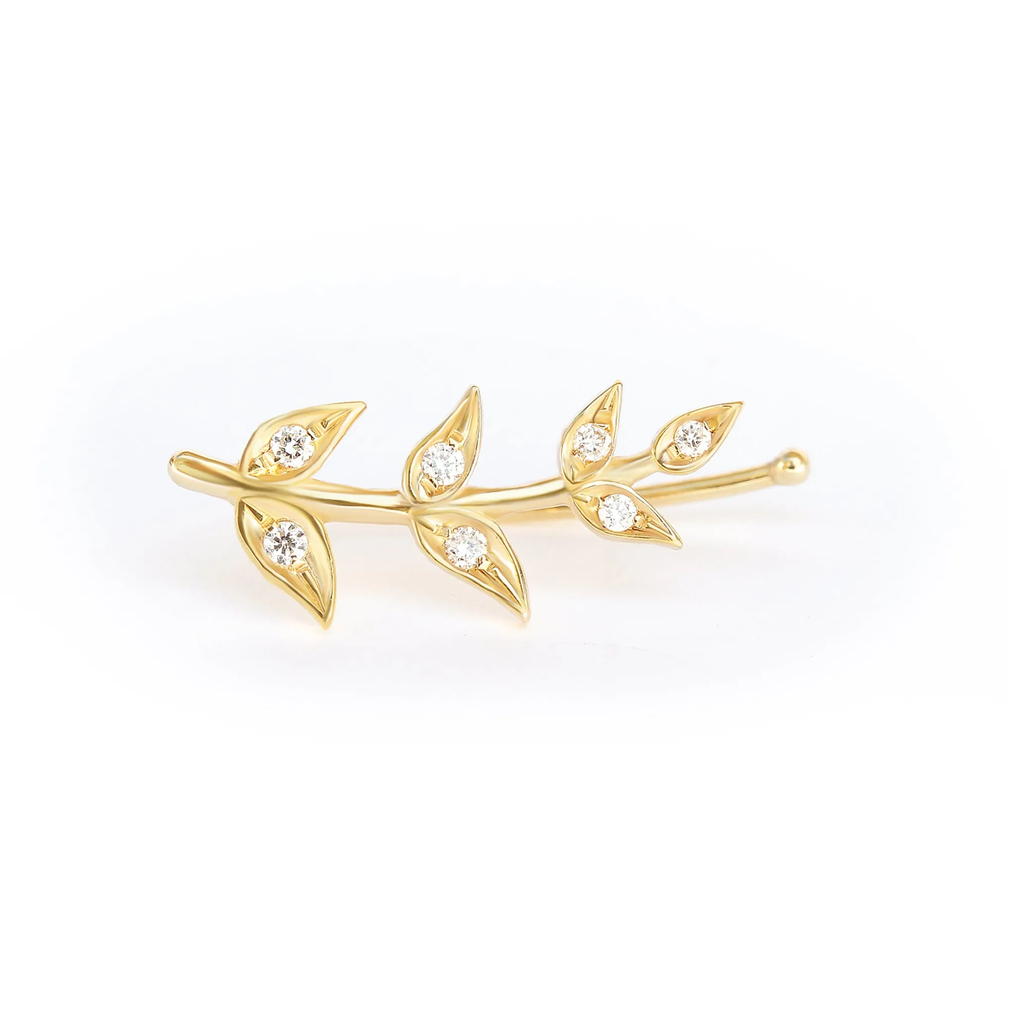 Olive Branch Leaves gold & Diamonds wedding earrings , greek Earrings