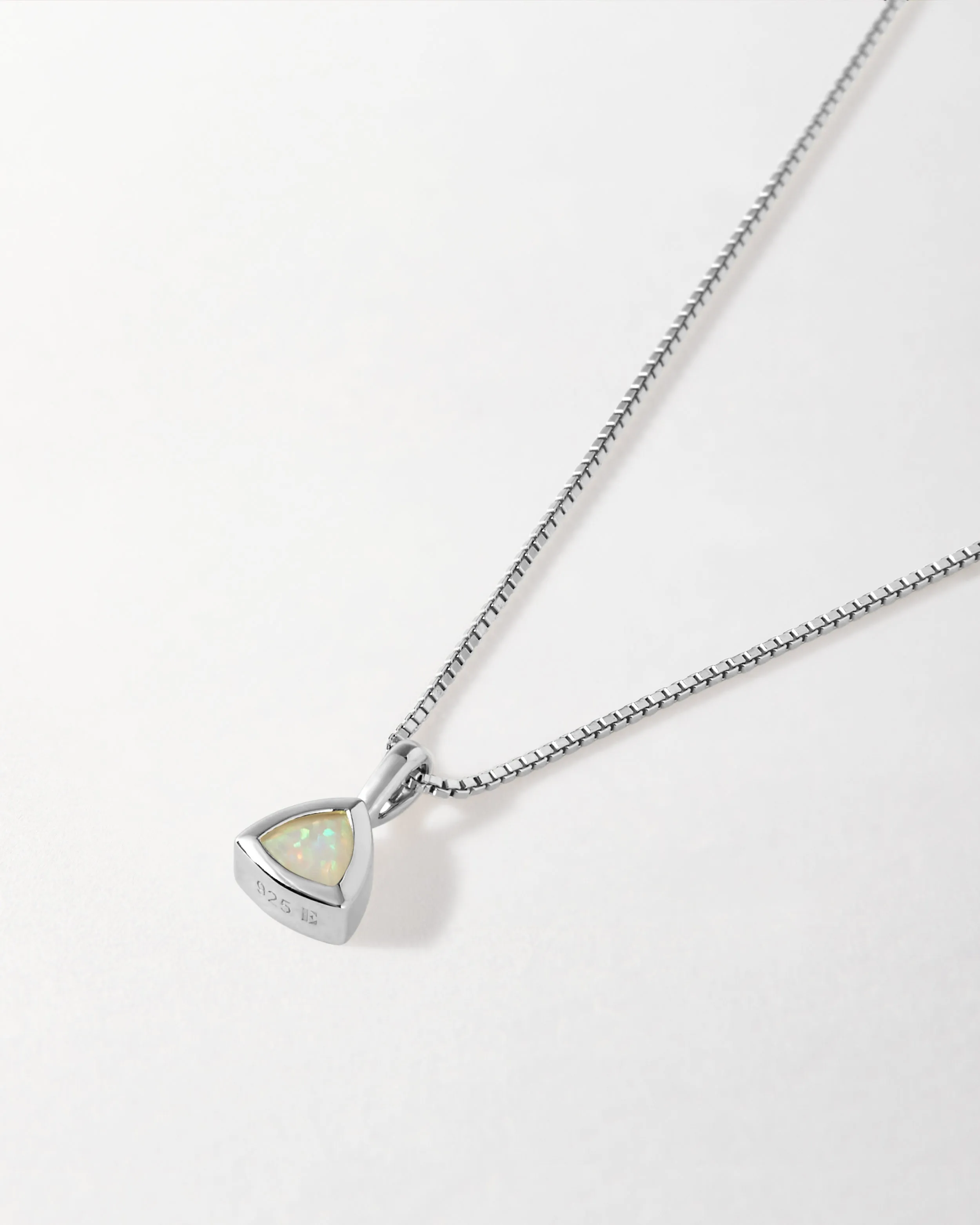 Opal October Birthstone Necklace - Silver