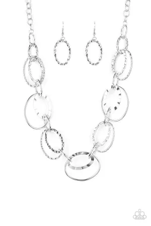 Paparazzi Necklace ~ Bend OVAL Backwards - Silver