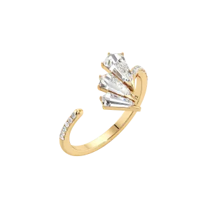 Phoenix feather pavé ring