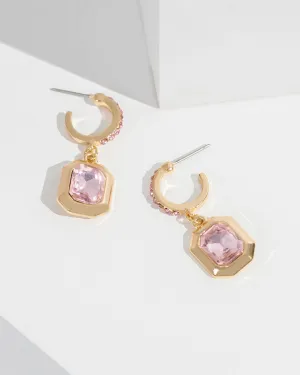 Pink Rectangle Huggie Hoop Earrings