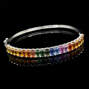 PREORDER | Rainbow Sapphire Diamond Bangle 14kt