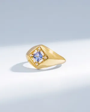 Princess Light Blue Sapphire Signet Ring