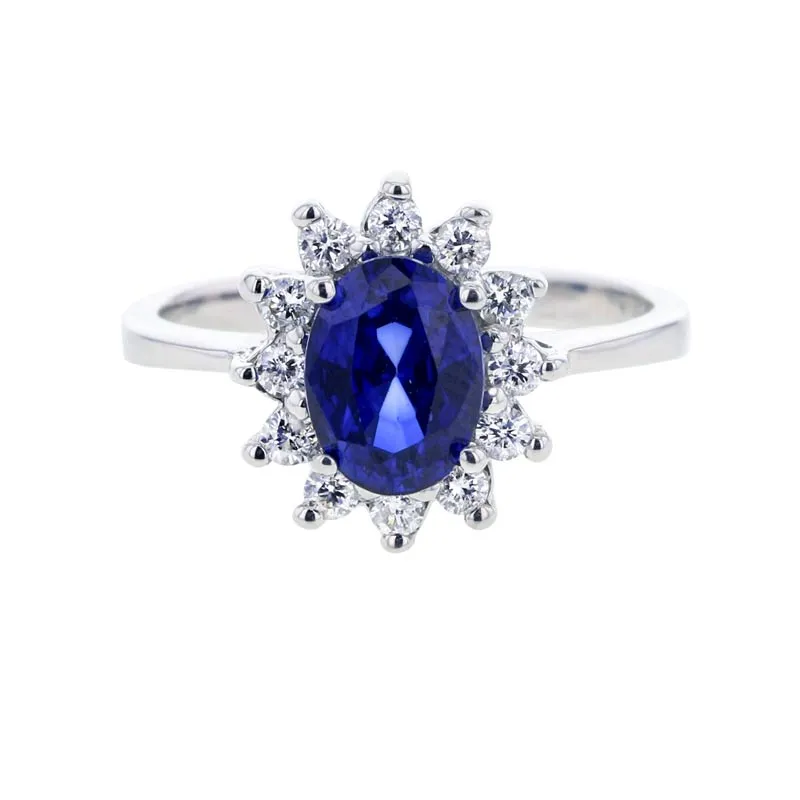 Princess Sapphire and  Diamond Ring