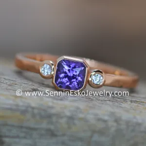 READY TO SHIP 0.59 Carat Purple Sapphire & Diamond Ring - SIZE 7