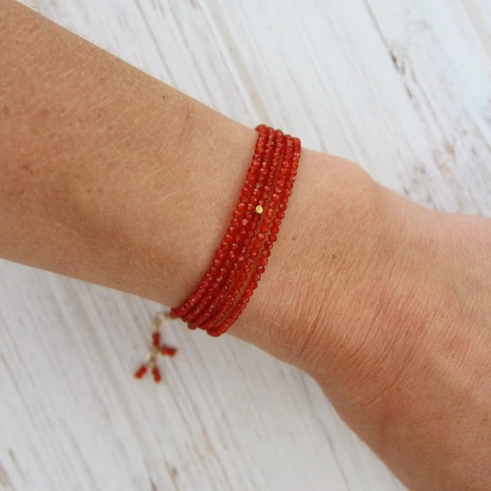 Red Carnelian Wrap Bracelet & Necklace