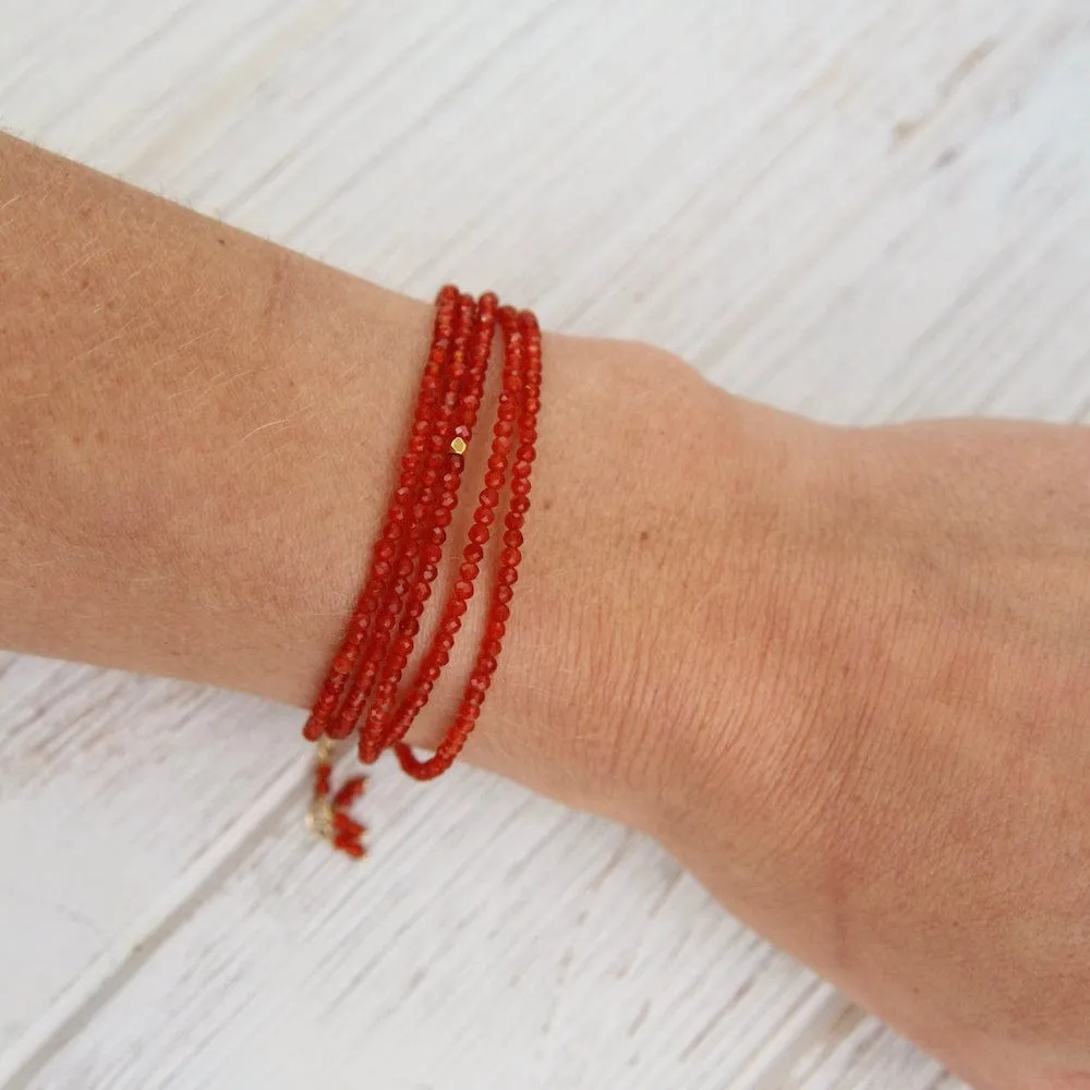 Red Carnelian Wrap Bracelet & Necklace