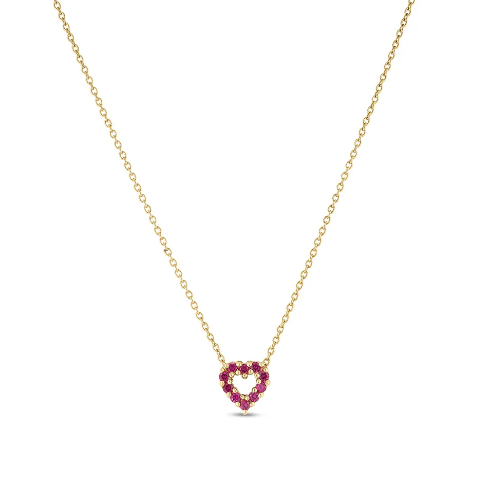 Roberto Coin Tiny Treasures Yellow Gold Diamond and Ruby Reversible Pendant