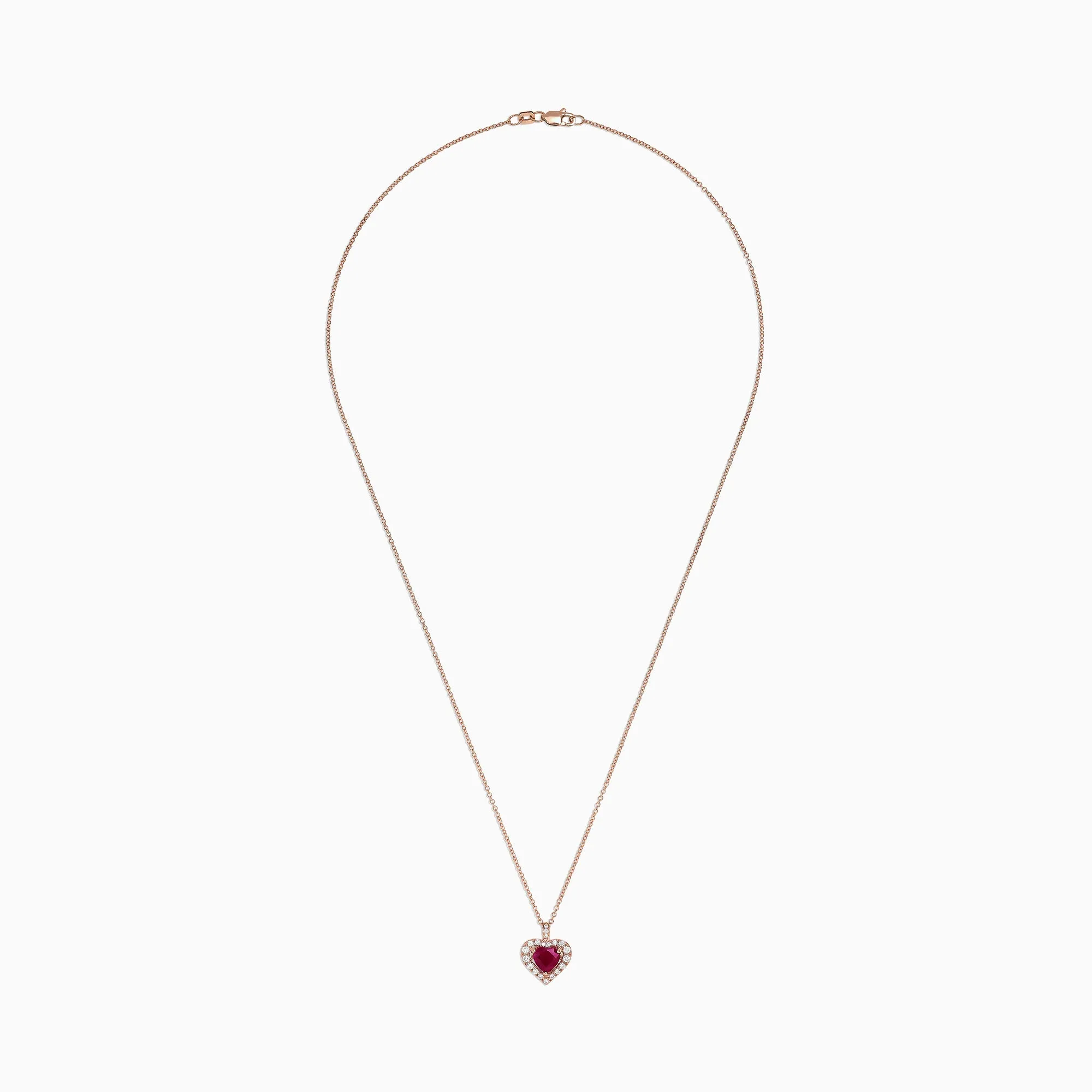 Ruby Royale 14K Rose Gold Heart Shaped Ruby Pendant, 1.28 TCW