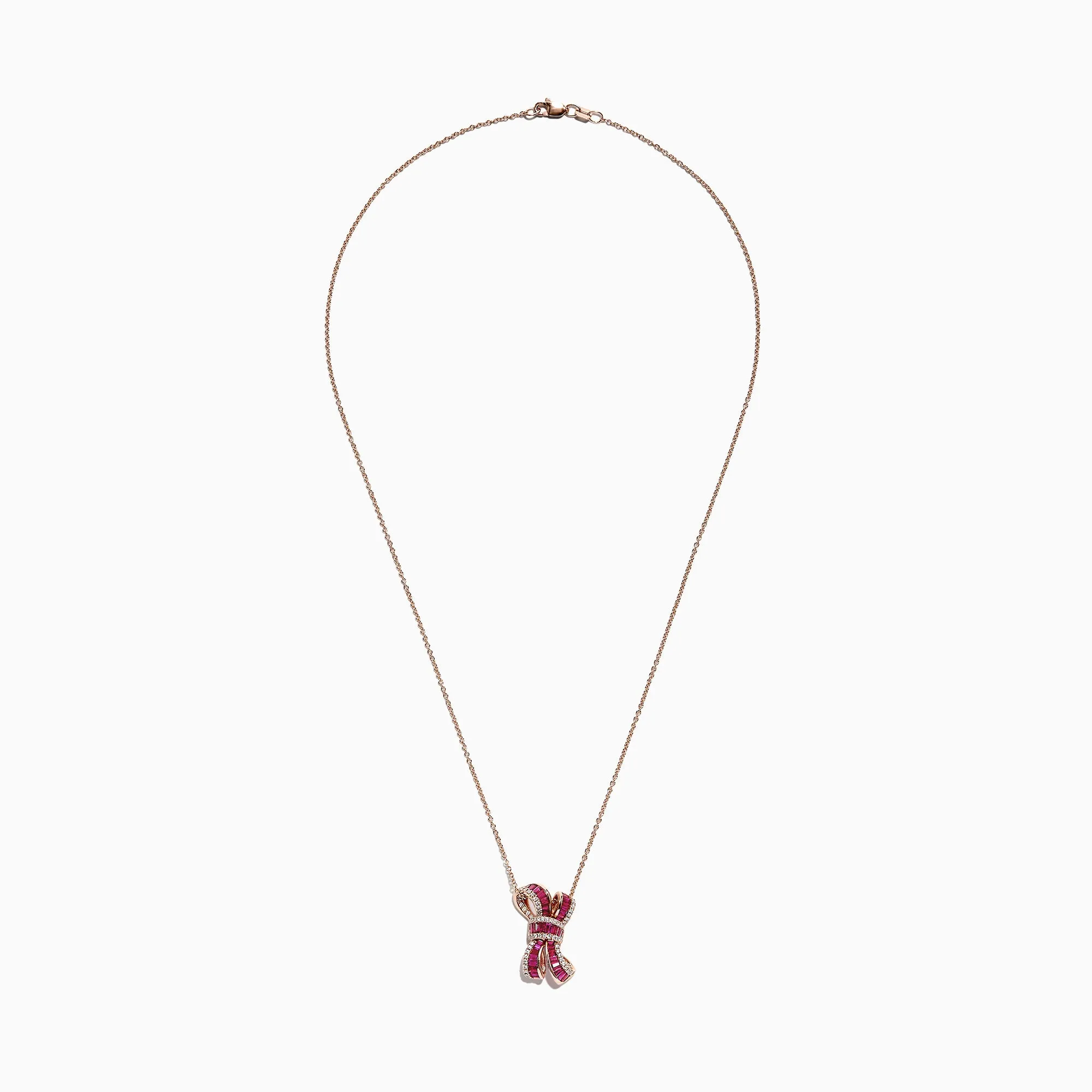 Ruby Royale 14K Rose Gold Ruby Diamond Bow Pendant, 1.94 TCW