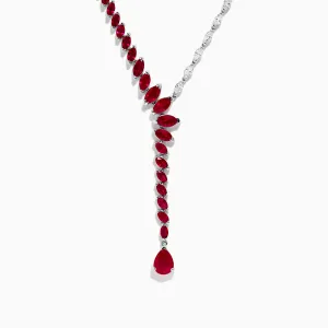 Ruby Royale 14K White Gold Ruby and Diamond Statement Necklace 11.80 TCW