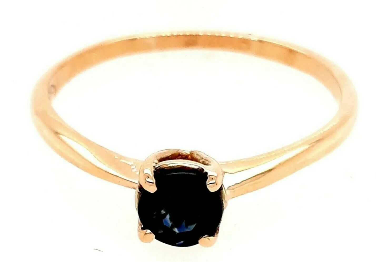 Sapphire & 9ct Yellow Gold Solitaire Ring Fine Handmade Jewellery Band Size O