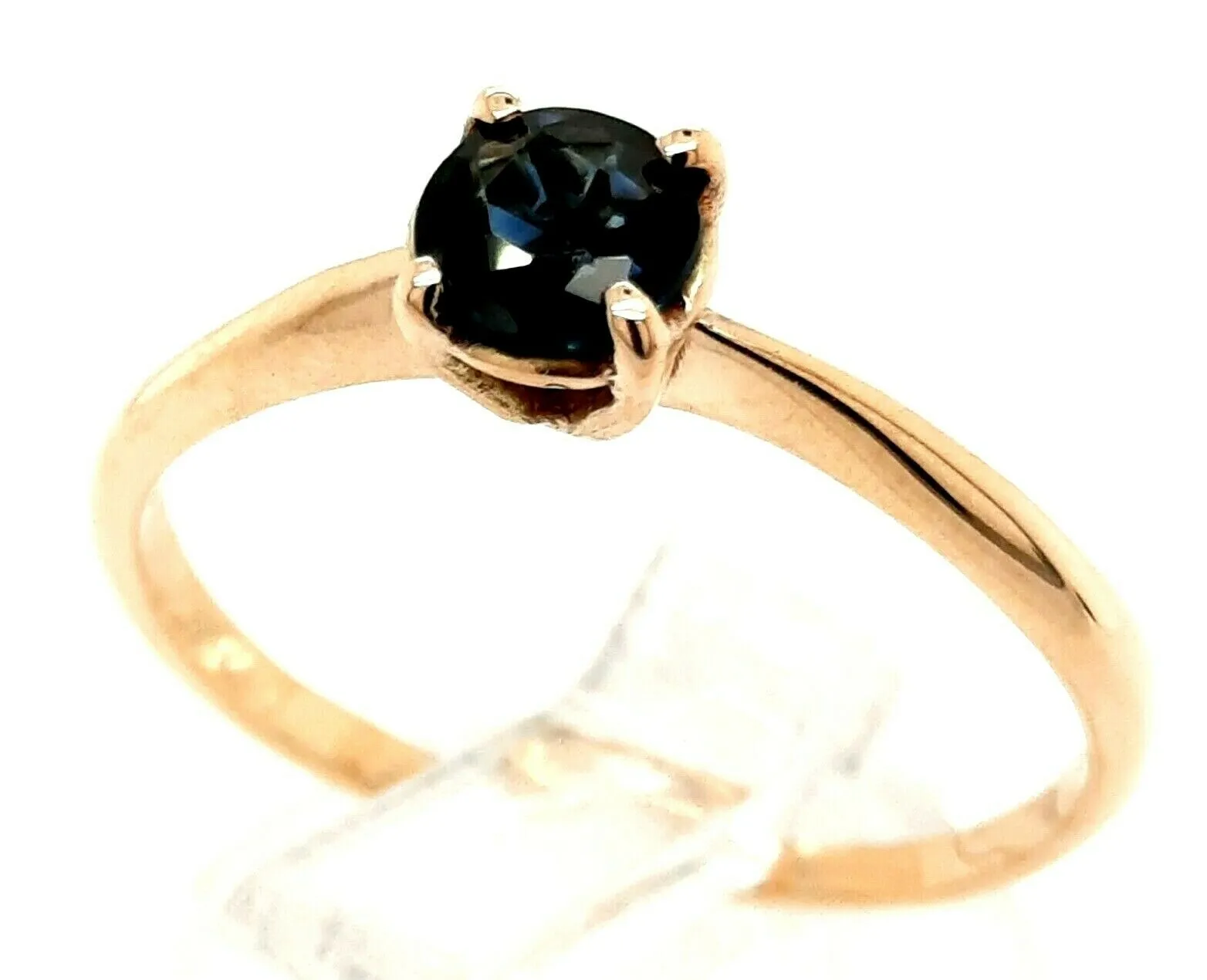 Sapphire & 9ct Yellow Gold Solitaire Ring Fine Handmade Jewellery Band Size O