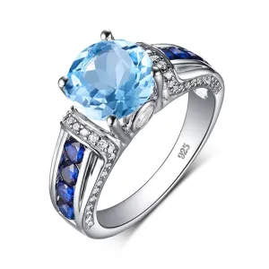 Sapphire and Blue Topaz 925 Sterling Silver Ring