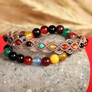 Set of 2 Agate Beaded Bracelets Handcrafted in Armenia - Colorful Agate | NOVICA