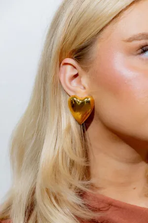 Shiny Gold Heart Earring