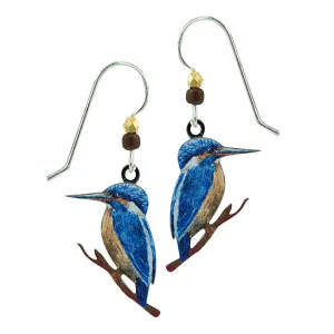 Sienna Sky Blue Kingfisher Bird on Branch Pierced Earrings ~Made in Colorado~