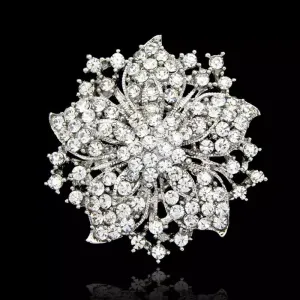 Silver Rhinestone Brooch - Style 6