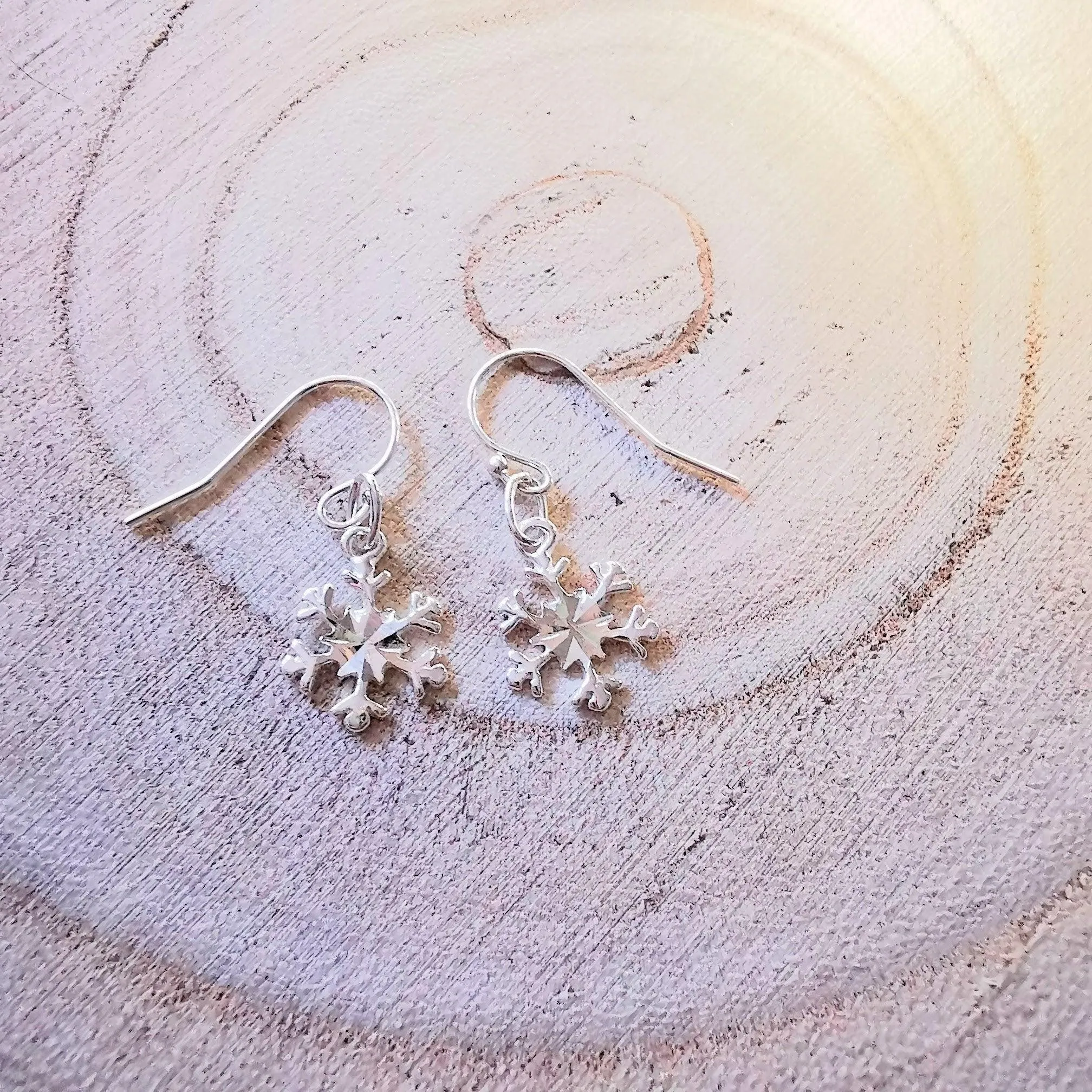 Silver Snowflake Ear Wire Earrings