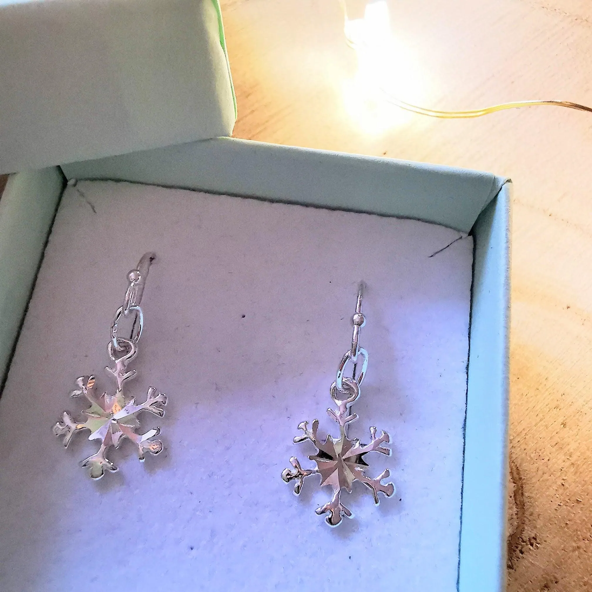 Silver Snowflake Ear Wire Earrings