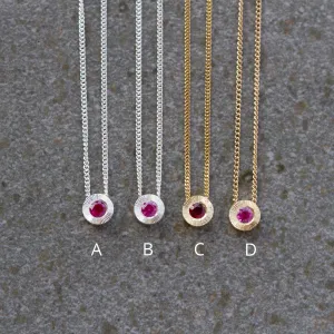 Small Aurora Birthstone Necklace - July - Ruby