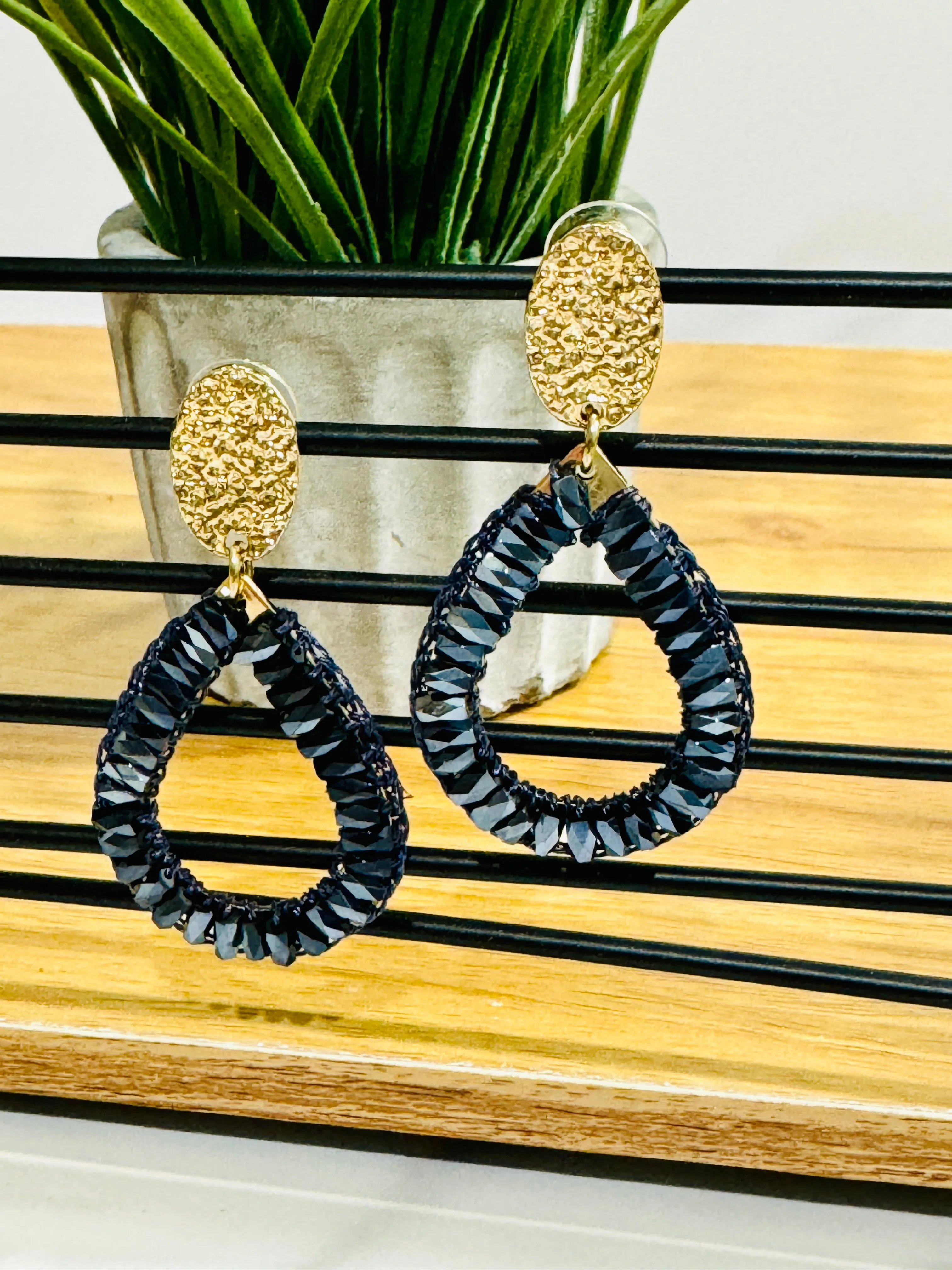 ‘So In Style’ Midnight Blue and Gold Drop Earrings