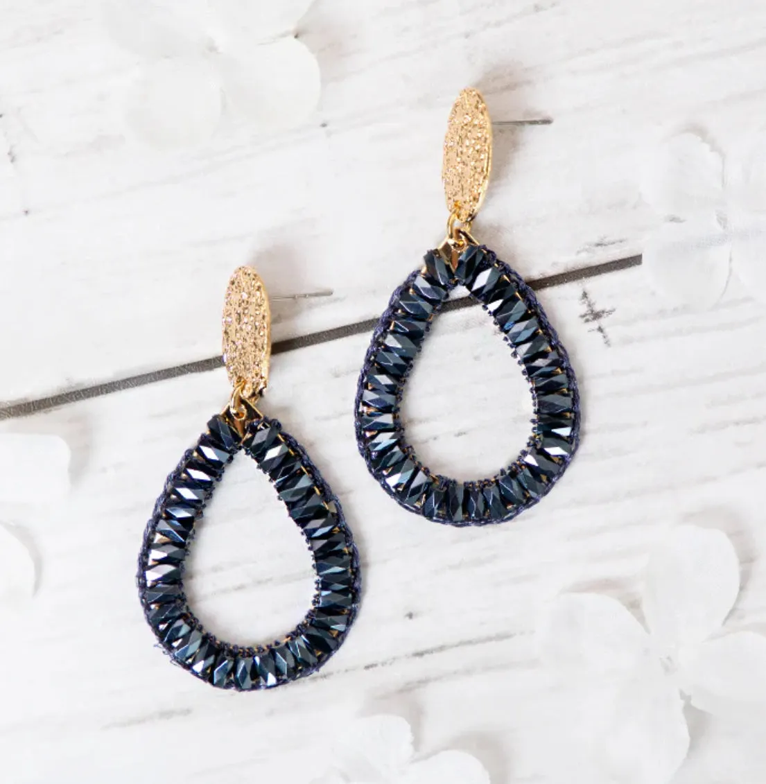 ‘So In Style’ Midnight Blue and Gold Drop Earrings