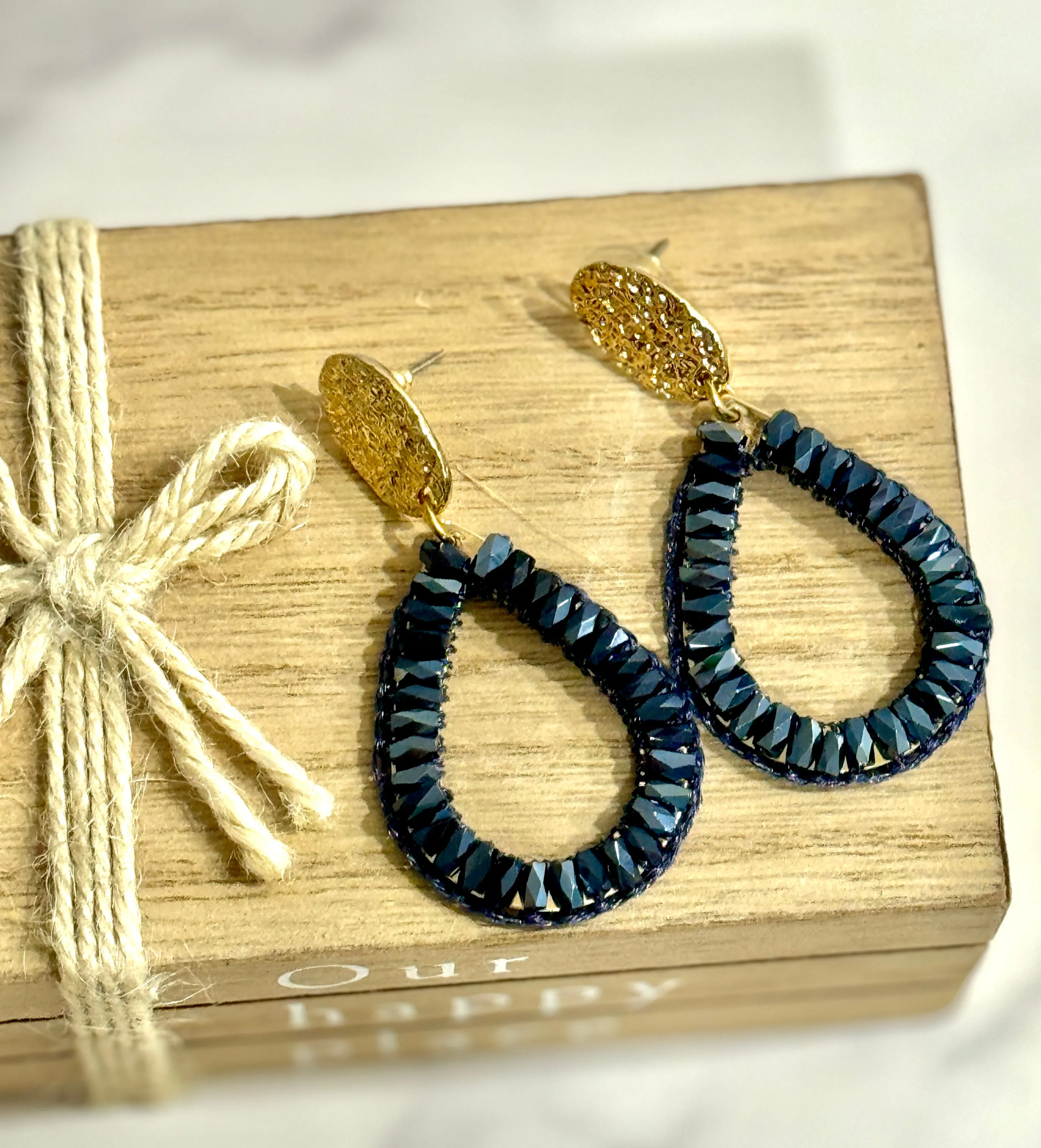 ‘So In Style’ Midnight Blue and Gold Drop Earrings