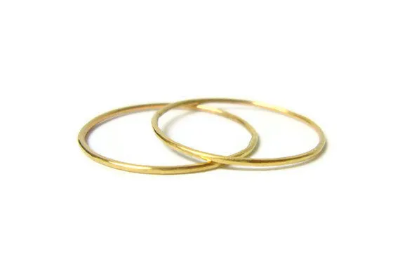 Solid 14k gold stacking rings set • Yellow gold stackable rings • Solid gold wedding band