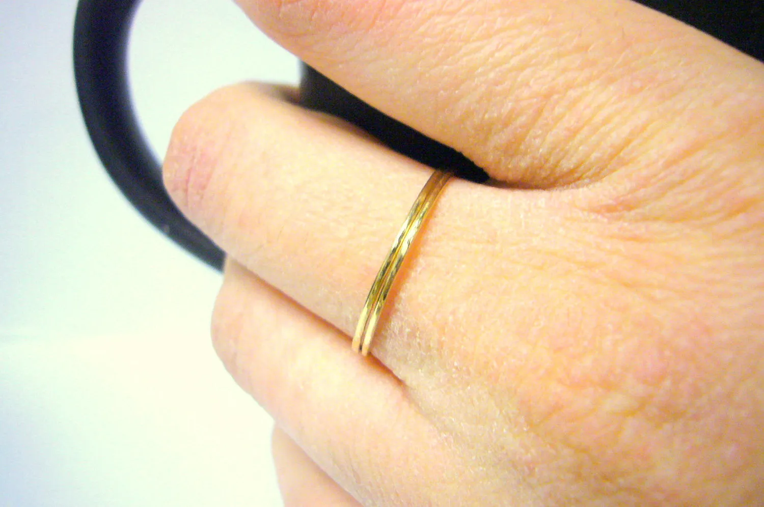 Solid 14k gold stacking rings set • Yellow gold stackable rings • Solid gold wedding band