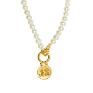 Solid Gold Brigette Pearl Disc Necklace