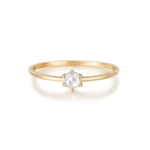 Solitaire Rose Cut White Sapphire Ring